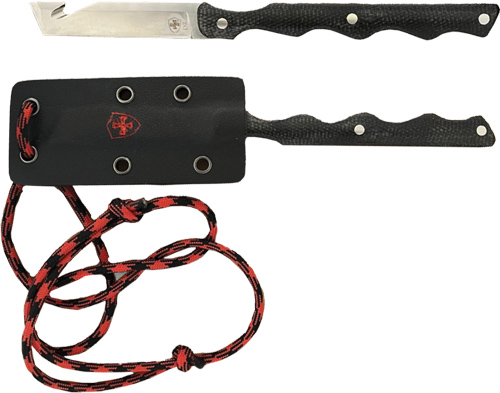 TEMPLAR KNIFE NECK KNIFE 2.46" - BLK W/RED POWDER D2 SLVR TNTO