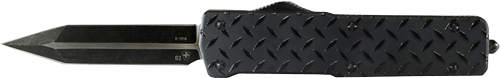 TEMPLAR KNIFE SMALL OTF ALUM - DIAMONDPLATE 2.75" D2 BLK DAGR