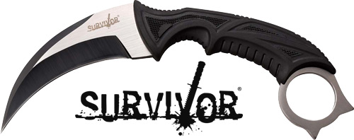 MC SURVIVOR 4" HAWKBILL BLADE - W/SHEATH BLACK/STONEWASH