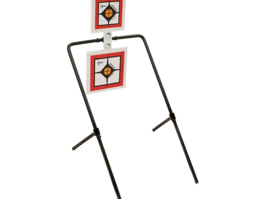 Allen EZ-Aim Hardrock AR500 Square Spinner Targets & Stand for Rimfire Rounds & Centerfire Pistols 9.5"W x 22.75"H White/Red/Black