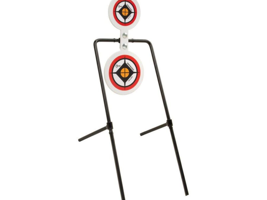 Allen EZ-Aim Hardrock AR500 Round Spinner Targets & Stand for Rimfire Rounds & Centerfire Pistols 7.375"W x 23"H White/Red/Black