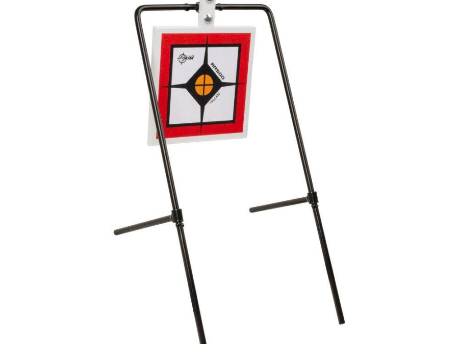 Allen EZ-Aim Hardrock AR500 Square Spinner Target & Stand for Rimfire Rounds & Centerfire Pistols 9.5"W x 20"H White/Red/Black