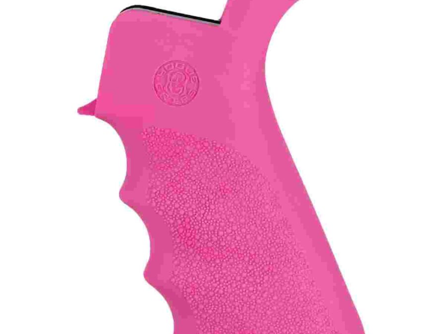Hogue AR-15/M-16 Rubber Beavertail Grip with Finger Grooves-Pink
