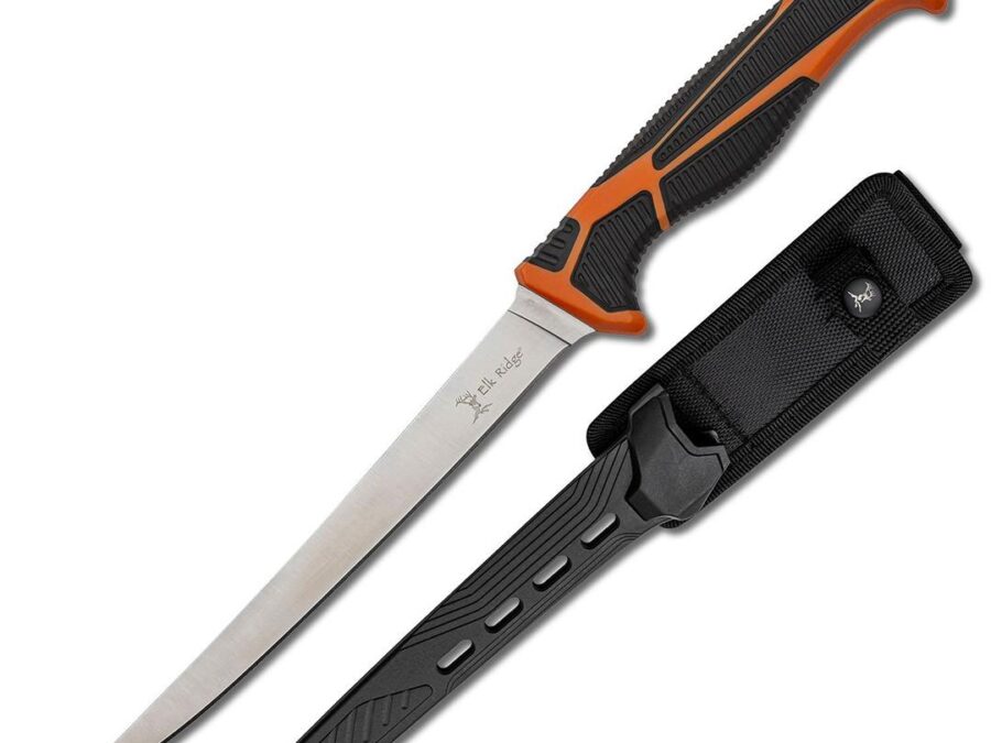 Master Cutlery Elk Ridge Trek Fixed Knife 7" Fillet Blade Orange and Black