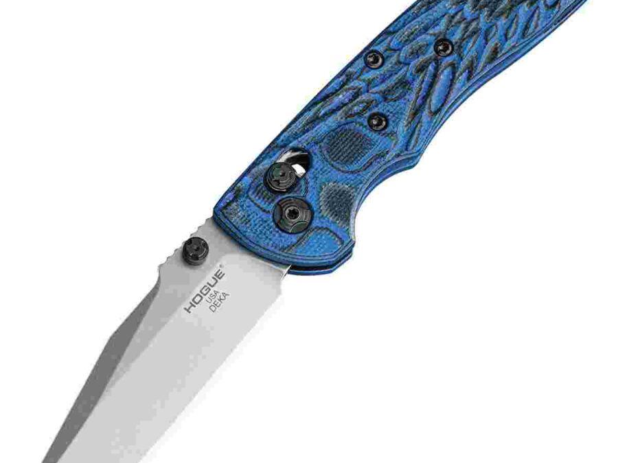Hogue Deka 3.25" ABLE Lock Folder Clip Point Blade Tumble Finish G-10 Blu Lava