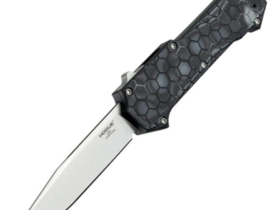 Hogue Compound OTF Automatic Knife 3-1/2" Clip Point Blade G-Mascus Black