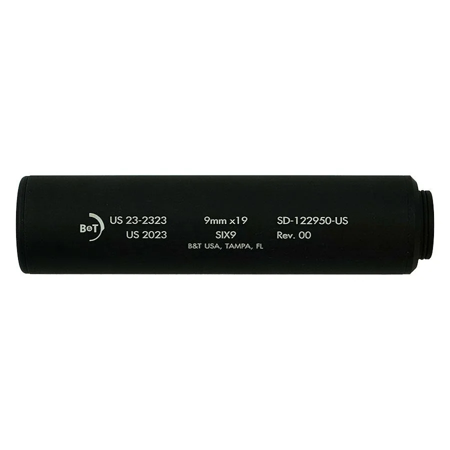 B&T Six9 Wipe Suppressor ONLY 9mm Luger Black Firearm Sold Separately