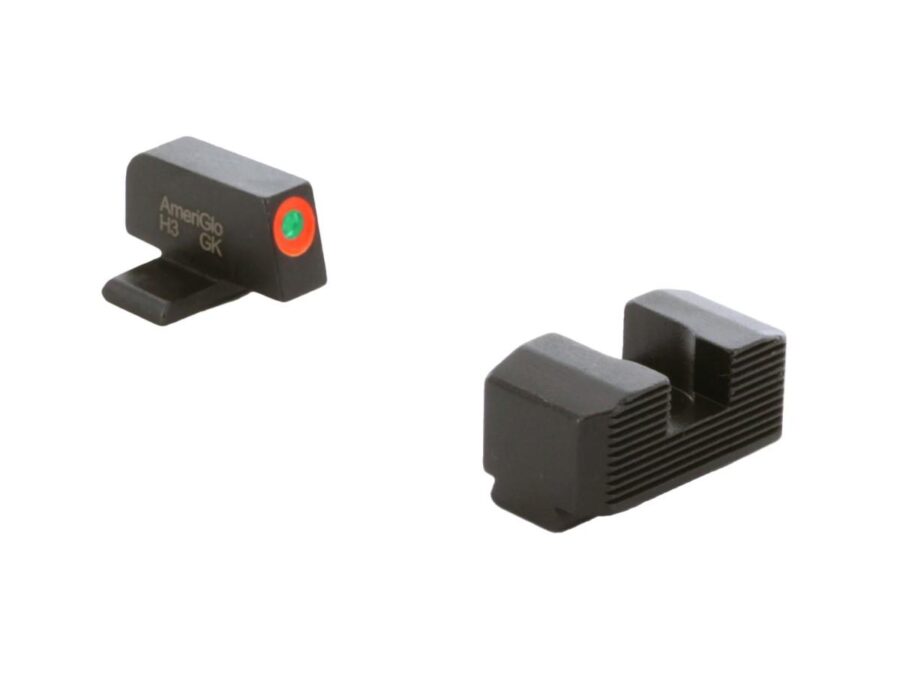 Ameriglo Green Tritium Orange Outline Front Black Serrated Rear Sight Hellcat OSP