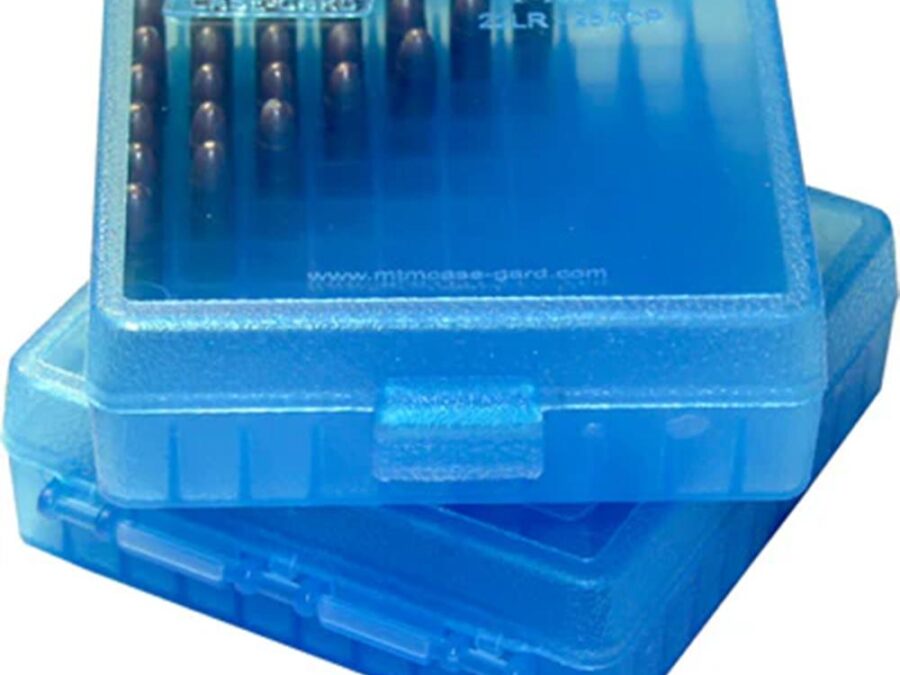 MTM Flip Top Ammo Box for 40/10mm/.45 ACP 100rd Clear Blue