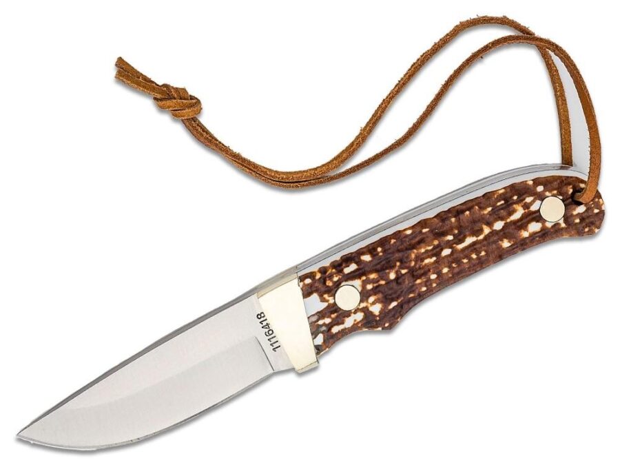 Schrade Uncle Henry Next Gen PH1N Stagalon Fixed Knife 3-3/5" Trailing Point Blade Brown