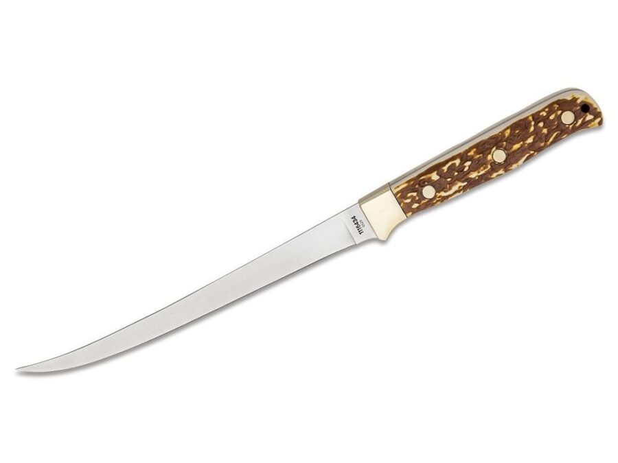 Schrade Uncle Henry Next Gen 167UH Stagalong Fixed Knife 7-1/2" Fillet Blade Brown