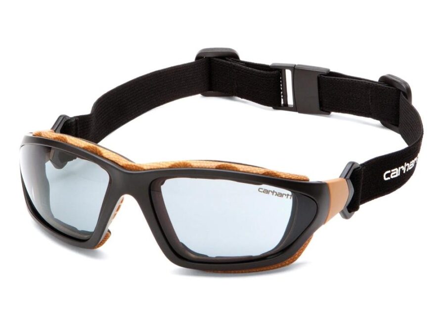Pyramex Carhartt Carthage Shooting Glasses Black and Tan with Grey Anti-Fog Lens