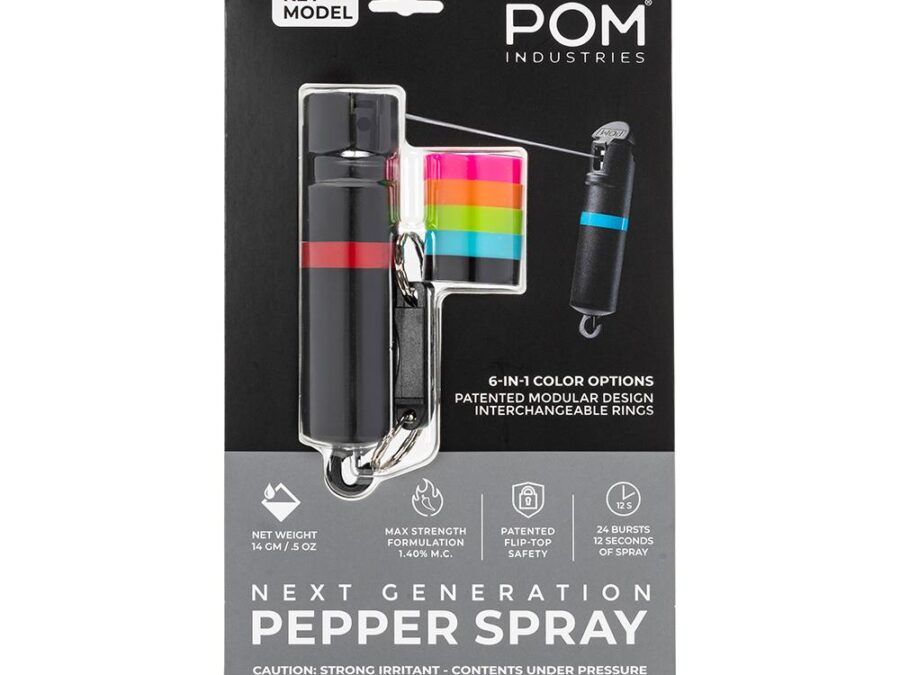 POM Pepper Spray Black Keychain 6 in 1 .05oz