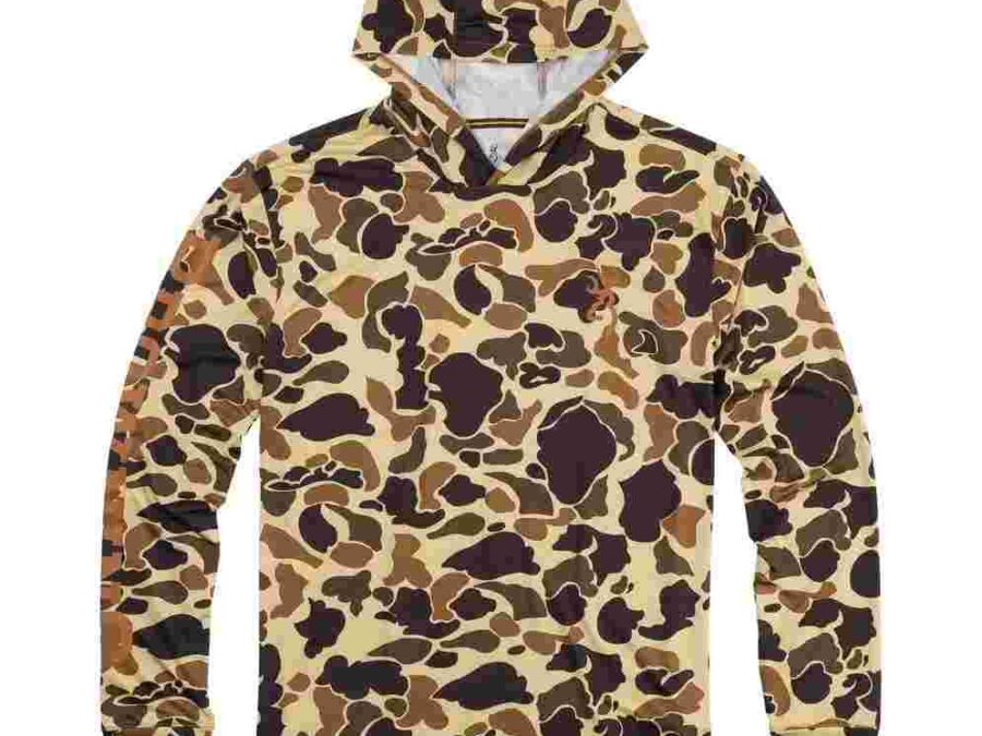Browning Hooded Long Sleeve Tech Shirt Vintage Tan Camo M