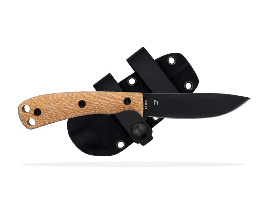 Shield Arms Ascent Fixed Knife 3-3/5" Black Drop Point Blade Brown