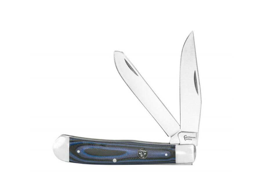 ABKT Cattleman Trapper Cowhand Knife 2 Blades Blue