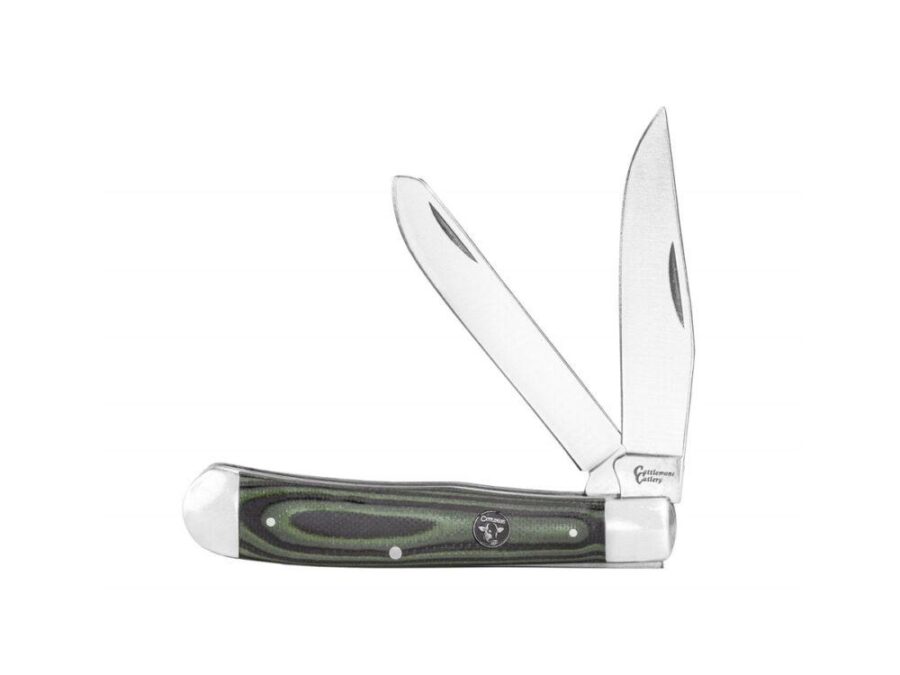 ABKT Cattleman Trapper Cowhand Knife 2 Blades Green