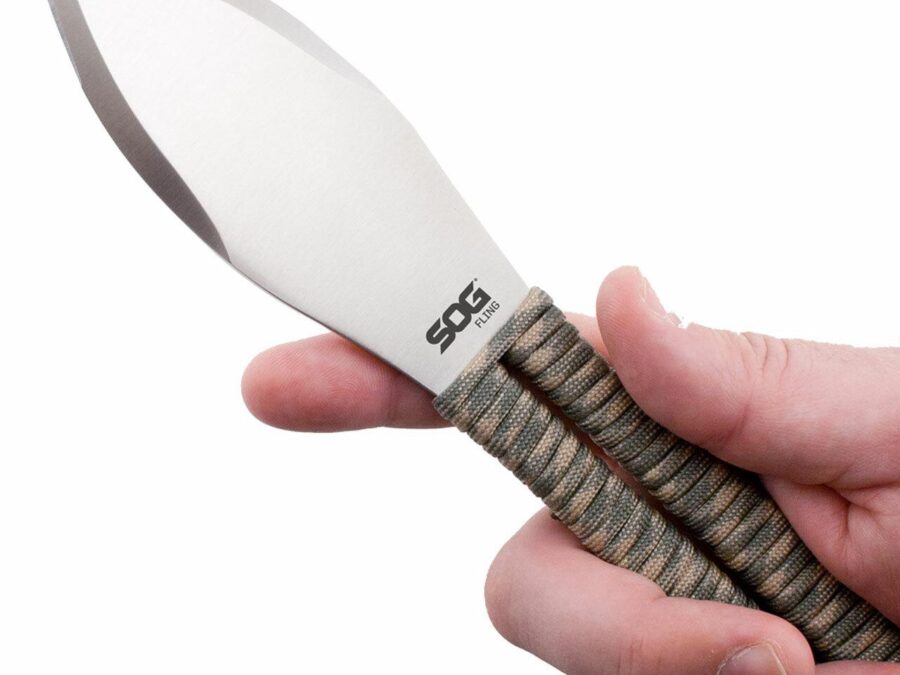 SOG Fling Throwing Knives 2.8" Blade Green and Tan Paracord Wrapped Set of 3