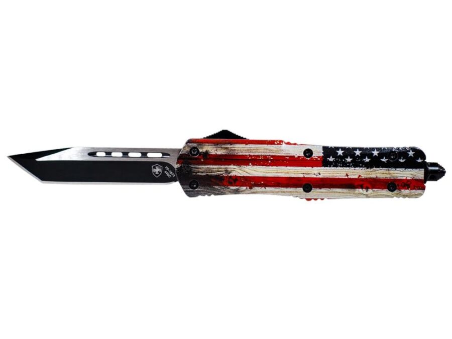 Templar Knife Slim Knife 3-1/2" Tanto Blade Wood US Flag