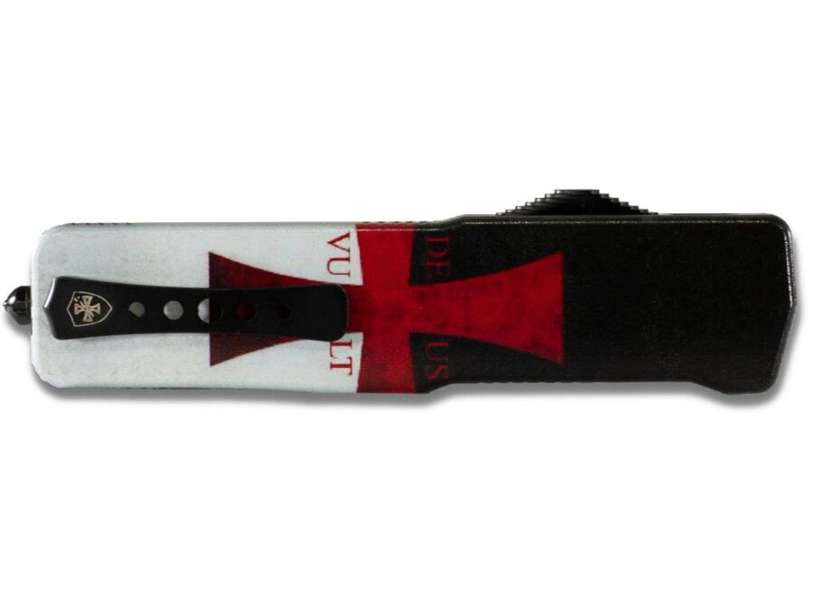Templar Knives Premium Weighted Automatic Knife 3" Serrated Dagger Blade Templar Flag