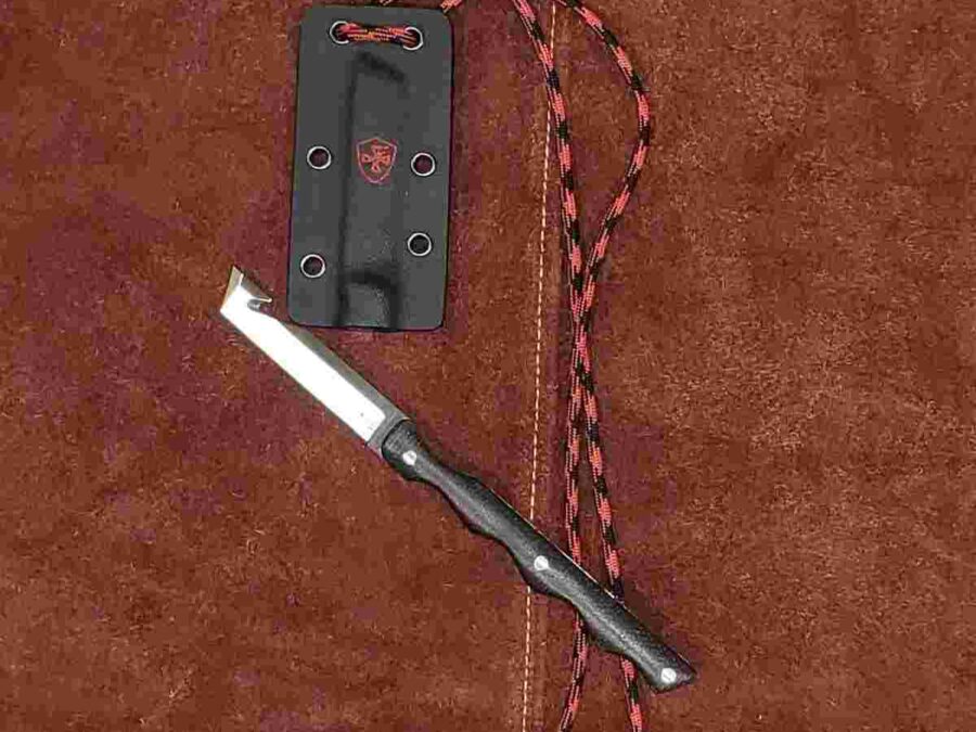 Templar Neck Knife Black Powder D2 2 2/5" Drop Point Blade Silver
