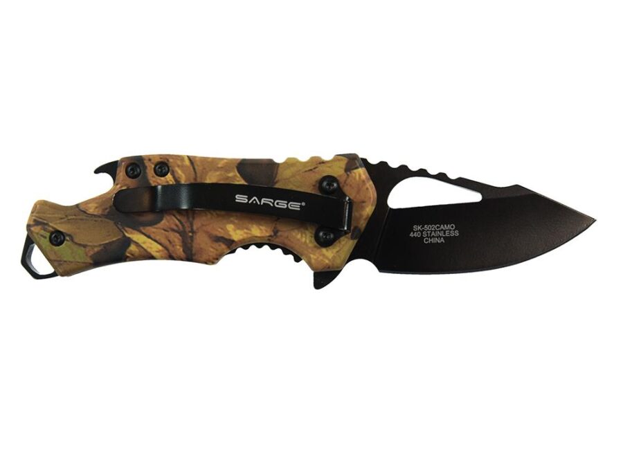 Sarge Knives Camo Fuse Folding Knife 2-3/8" Drop Point Blade Camo