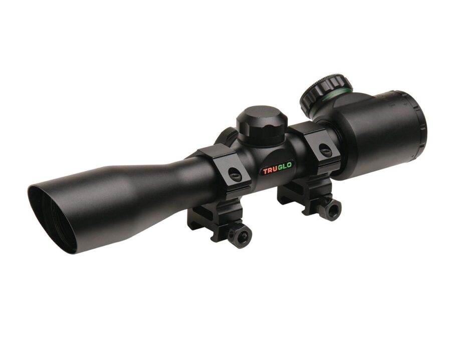 Truglo 4x32mm Crossbow Scope with Weaver Style Rings - Illuminated Dual Color Reticle Matte Black