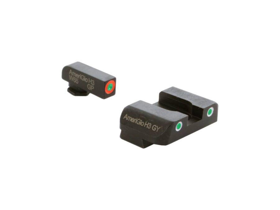 AMERIGLO NIGHT SIGHT SET GLOCK GEN 1-4 10MM/45/357 3DOT GREEN/ORANGE FRONT GREEN/WHITE REAR