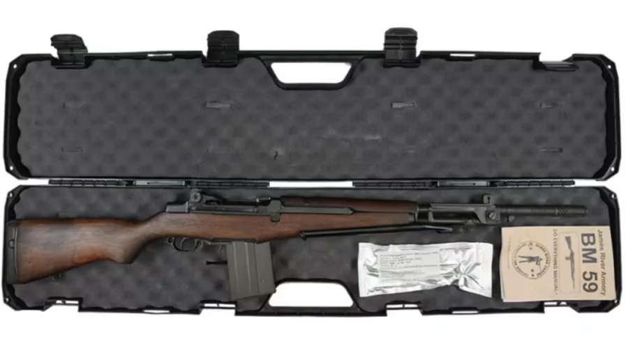JAMES RIVER ARMORY ITALIAN BM-59 7.62X51 GRADE A, G2 BILLET RECEIVER, SURPLUS STOCK, BIPOD, 1-20RD