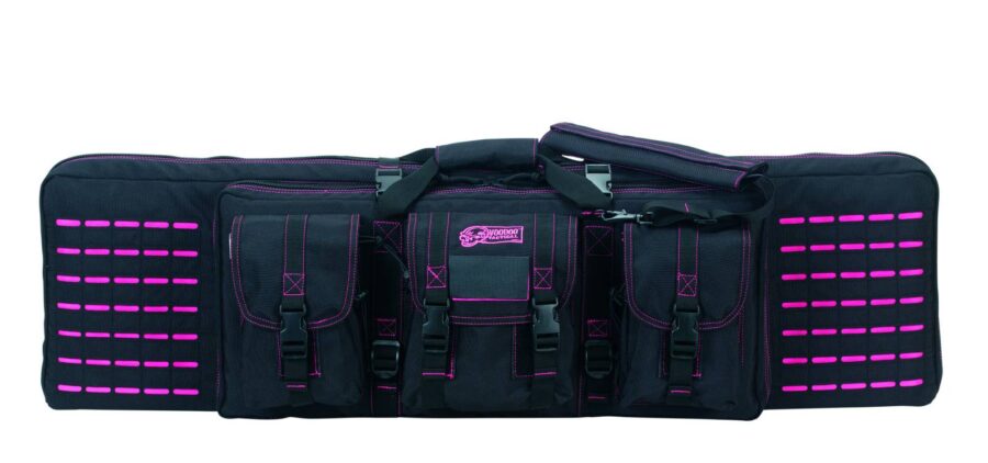 VOODOO TACTICAL 42" PADDED WEAPONS CASE WITH DIE CUT MOLLE (BLACK WITH PINK)