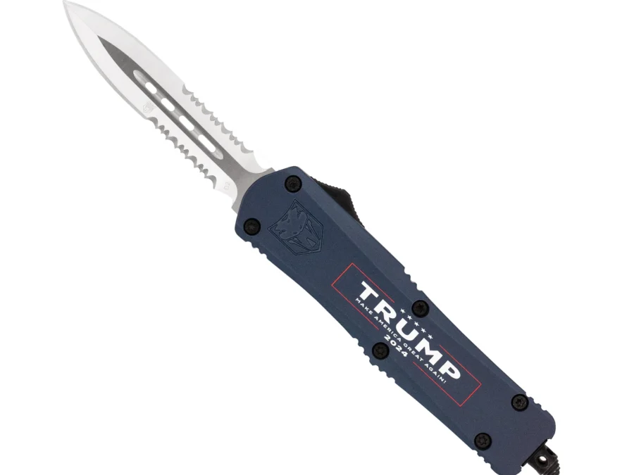 COBRATEC KNIVES MEDIUM FS-3 TRUMP 2024 BLUE DAGGER 2 SIDE SERRATED
