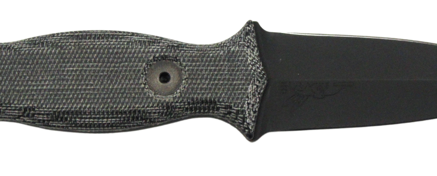 HALF FACE BLADES TRIDENT DAGGER 3" BLADE, 6.75" OA, S45VN STEEL, HRC60, ARMOR BLK, GRY MICARTA GRIP