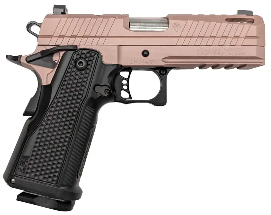 LIVE FREE ARMORY LF APOLLO 11 HGA 9MM 4.15IN BBL ROSE BLUSH 17RD COMPACT PORTED ALUM GRIP BLK