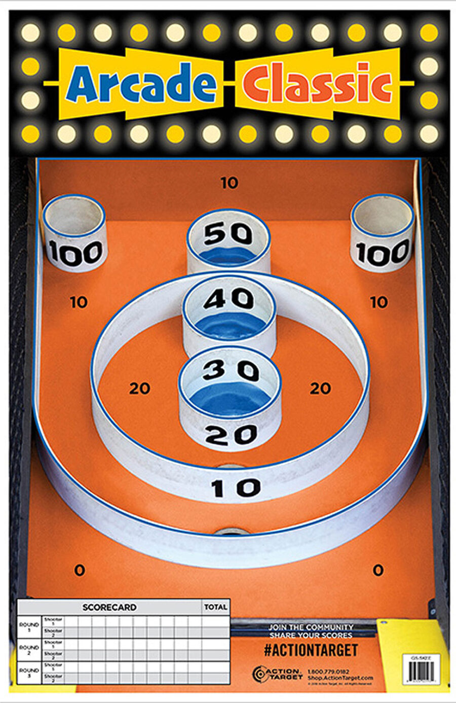 Action Target GSSKEE100 Entertainment  Skee-Ball Paper Hanging 23" x 35" Multi-Color 100 Per Box