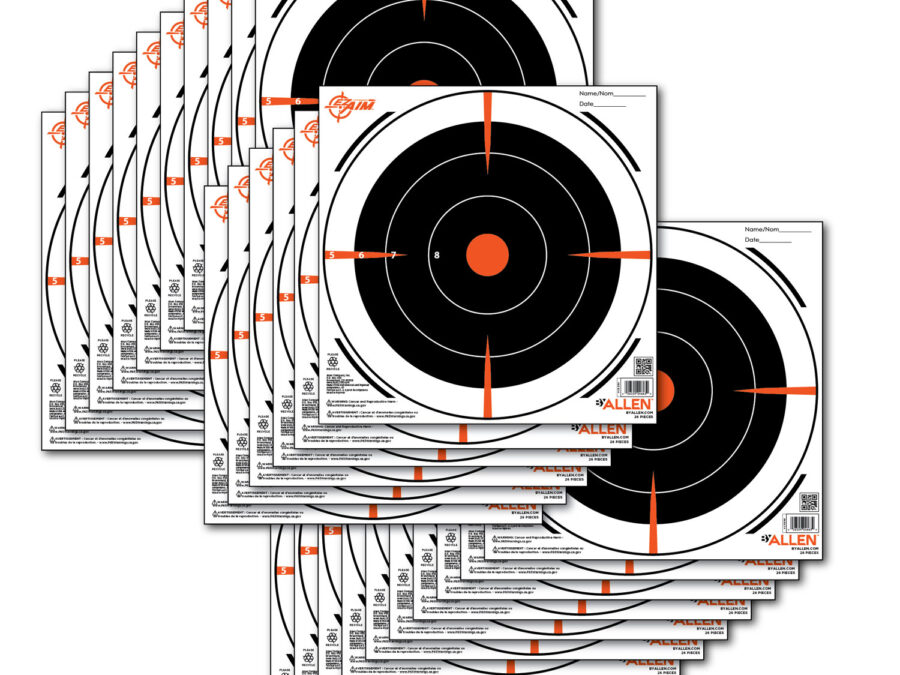 EZ-Aim 15246 Bullseye Hanging 8" x 8" Black/Orange/ White 26 Per Pack