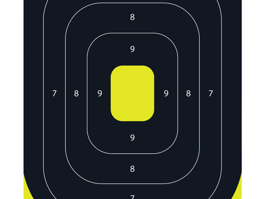 EZ-Aim 15372 Splash Reactive Target IPSC Silhouette Paper Hanging 12.50" W X 18.25" H Black/Yellow 8 Per Pkg