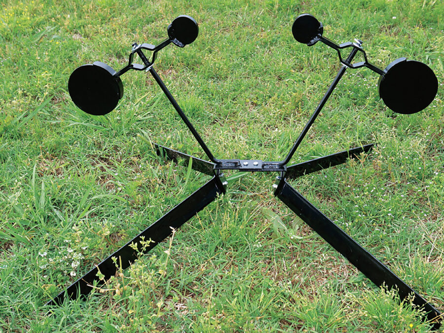 Viking Solutions VKSVST001 Dual Spinner Target Rimfire Pistol/Rifle Black AR500 Steel Gong Plates Standing