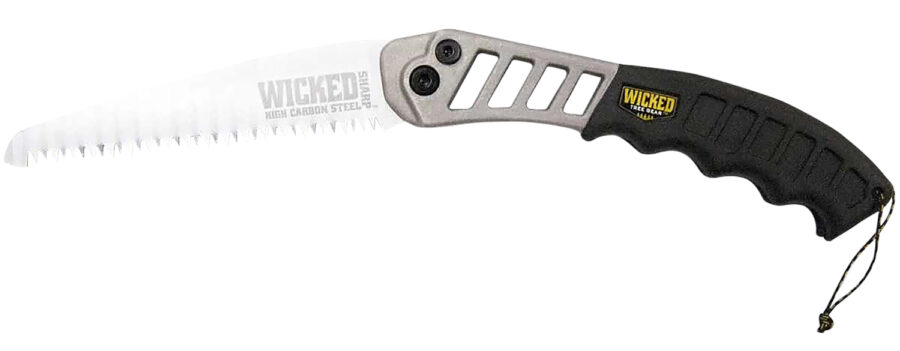 Wicked Tree Gear WTG001 Hand Saw  Folding Saw 7" High Carbon Steel Blade Black Overmolded Aluminum Handle