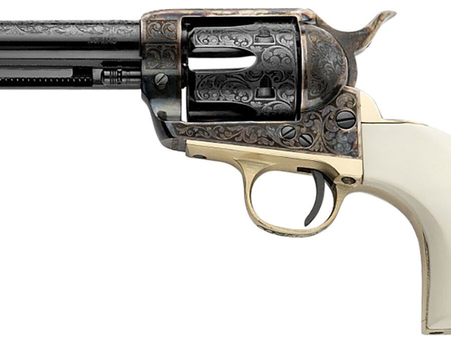Pietta GW357DMH434NMAE Great Western II Deadman's Hand 357 Mag 6rd 4.75" Blued Octagon Steel Barrel & Cylinder, Color Case Hardened Steel Frame, White Polymer w/Aces & Eights Grip, Exposed Hammer