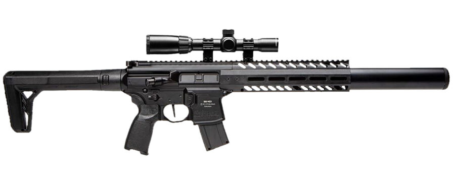 Sig Sauer Airguns AIRMCX177G2BLKSCOPE MCX Air Gen 2 CO2 177 Pellet 18" 30rd, Black, M-LOK Handgaurd, Flat Trigger, C02 Storage QD Stock, Reduced Angle Grip, 1-4x24mm Scope