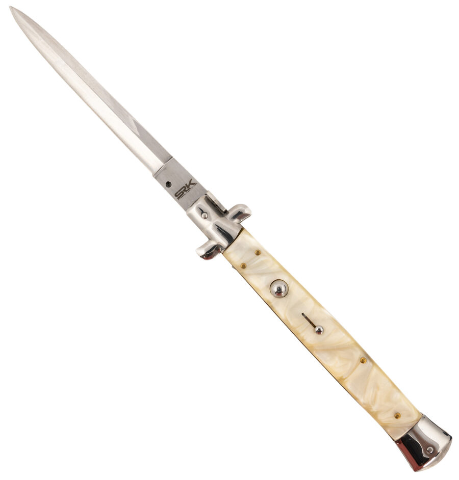 Steel River Knives CIMOPD Spartan  6" Italian Dagger Polished Blade 7" Mother of Pearl Synthetic Handle Side Open