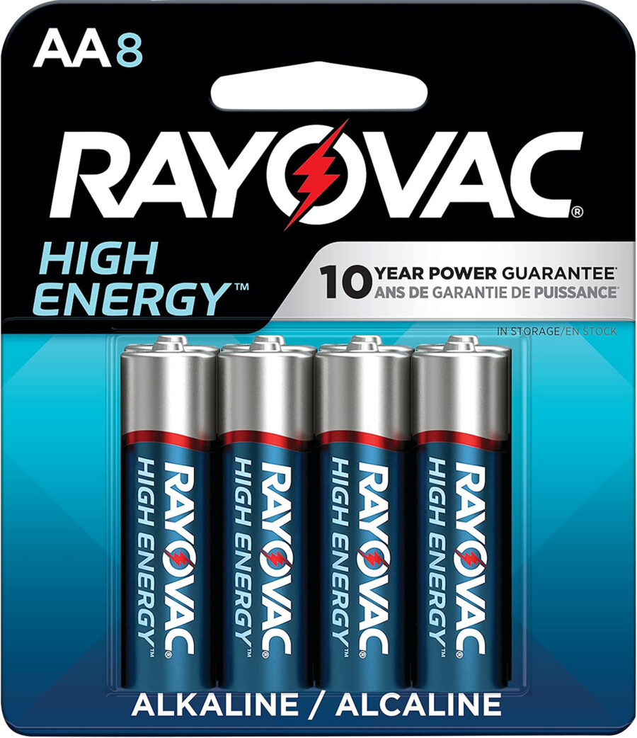 Rayovac 8158T03 AA HIGH ENERGY Alkaline Batteries  Silver/Blue 1.5 Volts 2,700 mAh (8) Single Pack