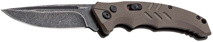 Boker 01BO483 Intention II  Folding Drop Point Plain D2 Steel Blade Brown G10 Handle