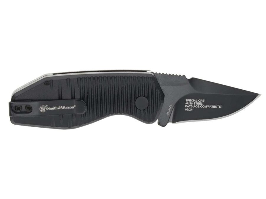 Smith & Wesson Special Ops Auto Mini Folding Knife 1-9/10" Drop Point Blade Black