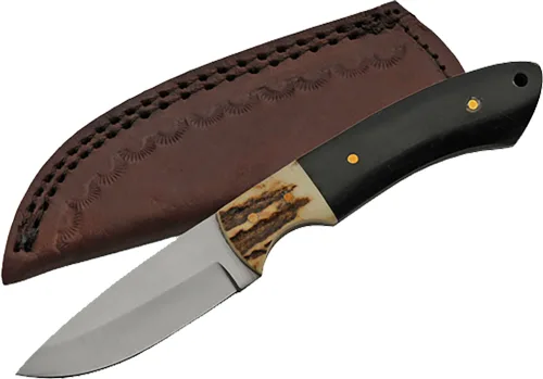 SZCO RITE EDGE 7" STAG HORN - HUNTING KNIFE LEATHER SHEATH