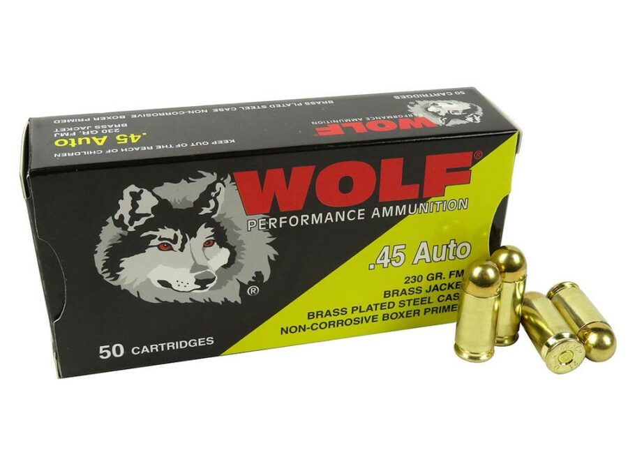 Wolf (Turkish) Performance Handgun Ammunition 45 ACP 230gr FMJ 850 fps 50/ct