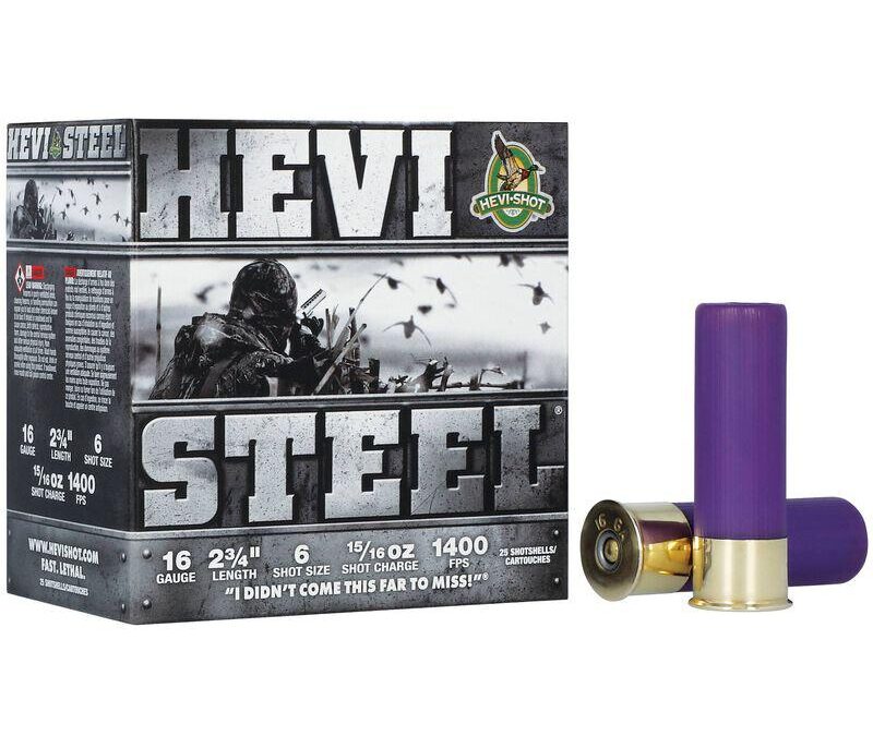 HEVI-Shot HEVI-Steel Shotshells 16ga 2-3/4" 15/16oz 1400 fps #6 25/ct