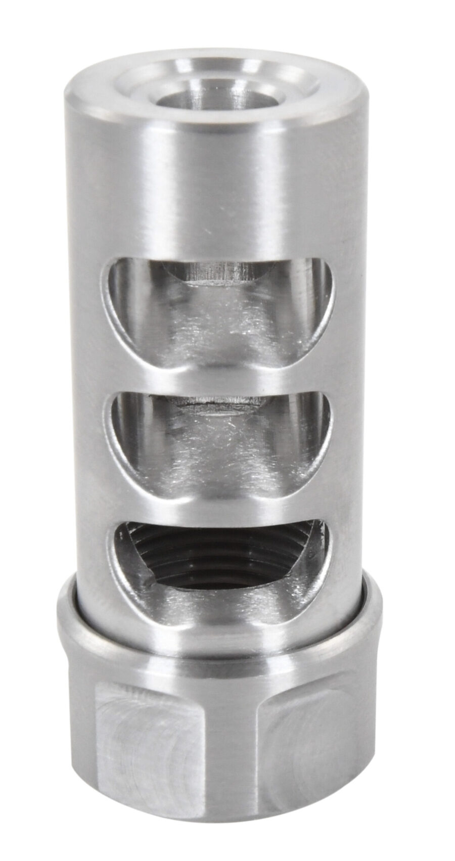 American Precision Arms G2M1230S Gen 2 Micro Bastard Self Timing Brake Stainless Steel with 1/2"-28 tpi Threads, 1.86" OAL & .750" Diameter for 30 Cal AR-Platform & Hunting Rifles