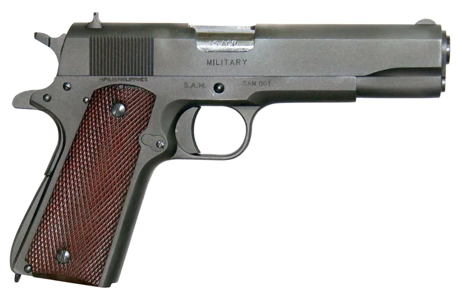 Global Defense GDMILBK455 Military  45 ACP 9+1 5" Barrel, Overall Mil-Spec Matte Black Finish Steel, Serrated Slide, Textured Wood Grip, Grip Safety Includes Magazine