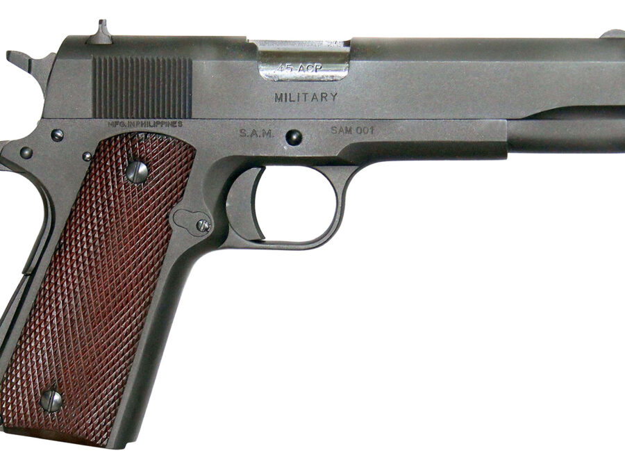 Global Defense GDMILBK455 Military  45 ACP 9+1 5" Barrel, Overall Mil-Spec Matte Black Finish Steel, Serrated Slide, Textured Wood Grip, Grip Safety Includes Magazine